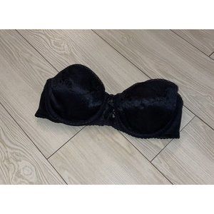 Vintage 4155 Pretty Shapely Maidenform Strapless Bra Unlined UW Womens 34C Black